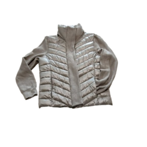 Calvin Klein Champagne Quilted Sweater-Trim Puffer Coat